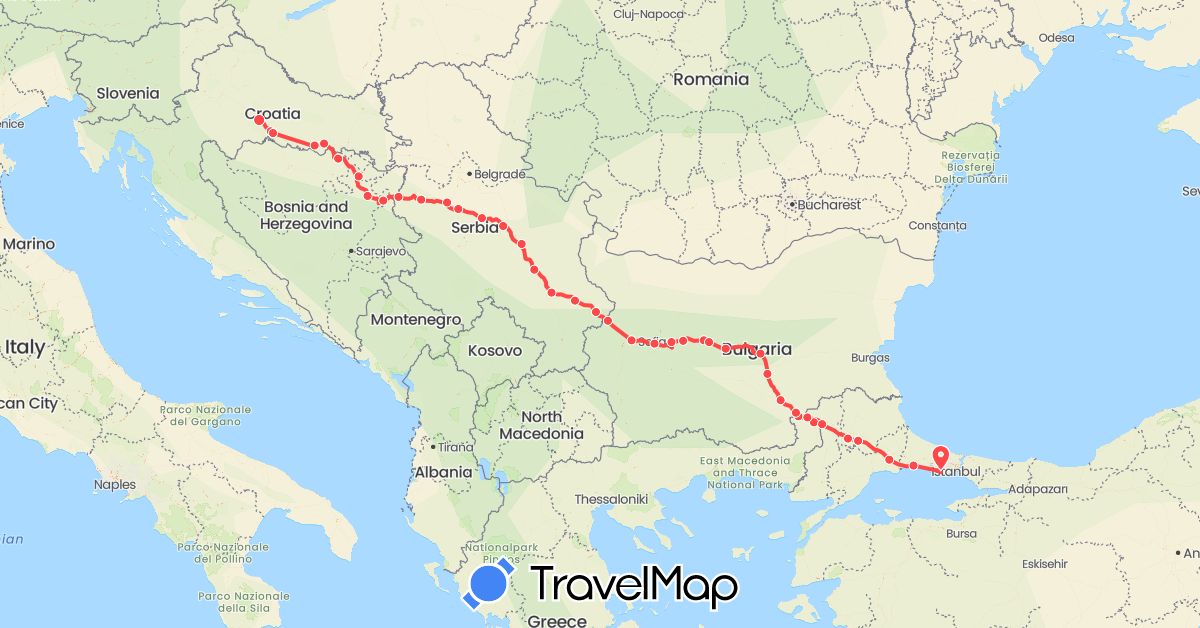 TravelMap itinerary: running